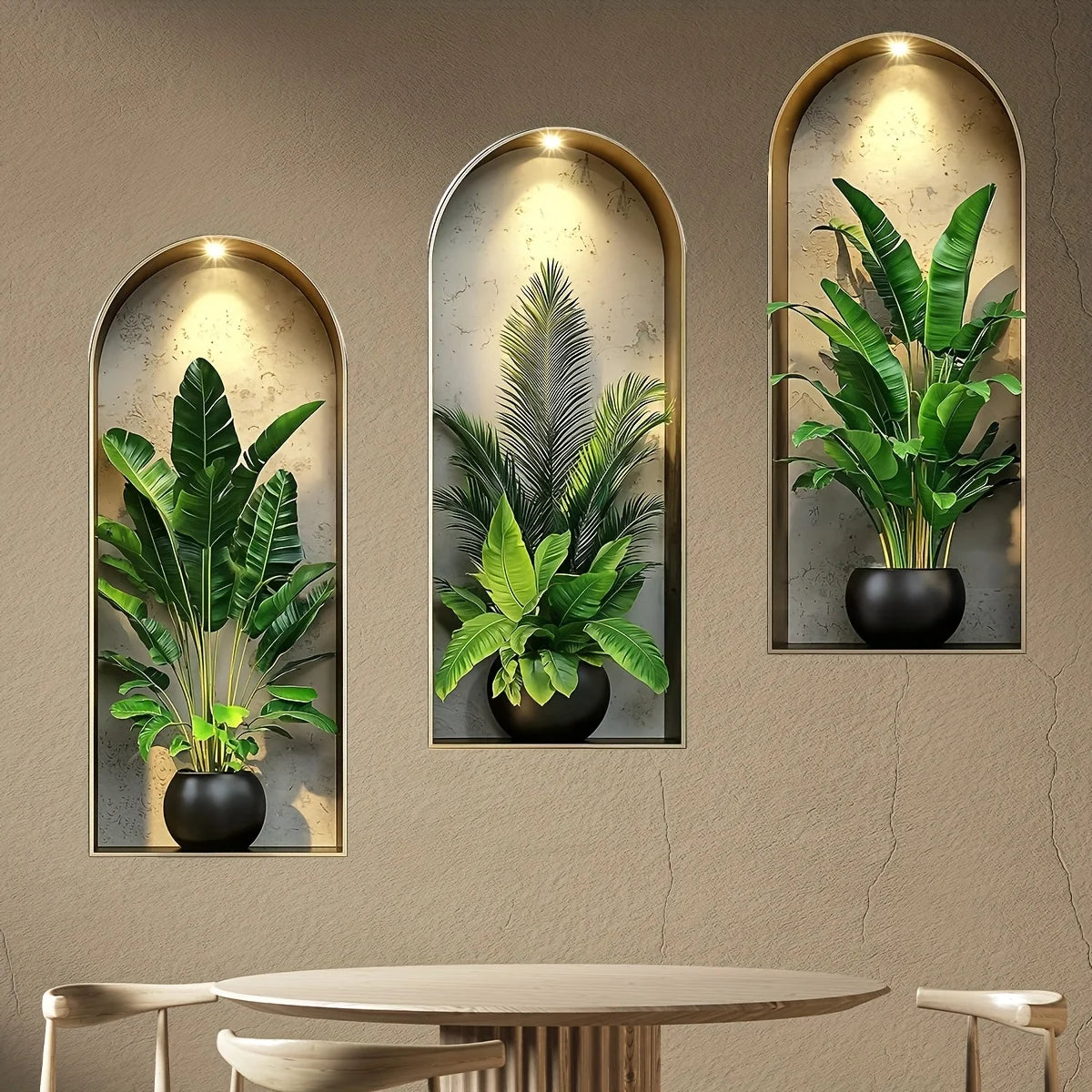 OptiBloom Wall – Watercolor Plant Wall Stickers Set of 3 | Peel & Stick Botanical Decor