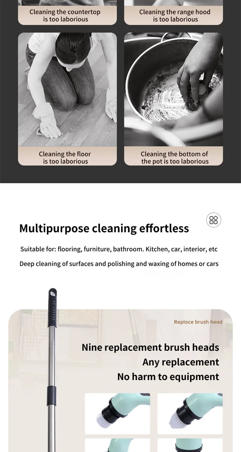 OptiScrub Pro – Cordless Electric Scrubber Brush | All Surface Deep Cleaner (3–9 Heads)