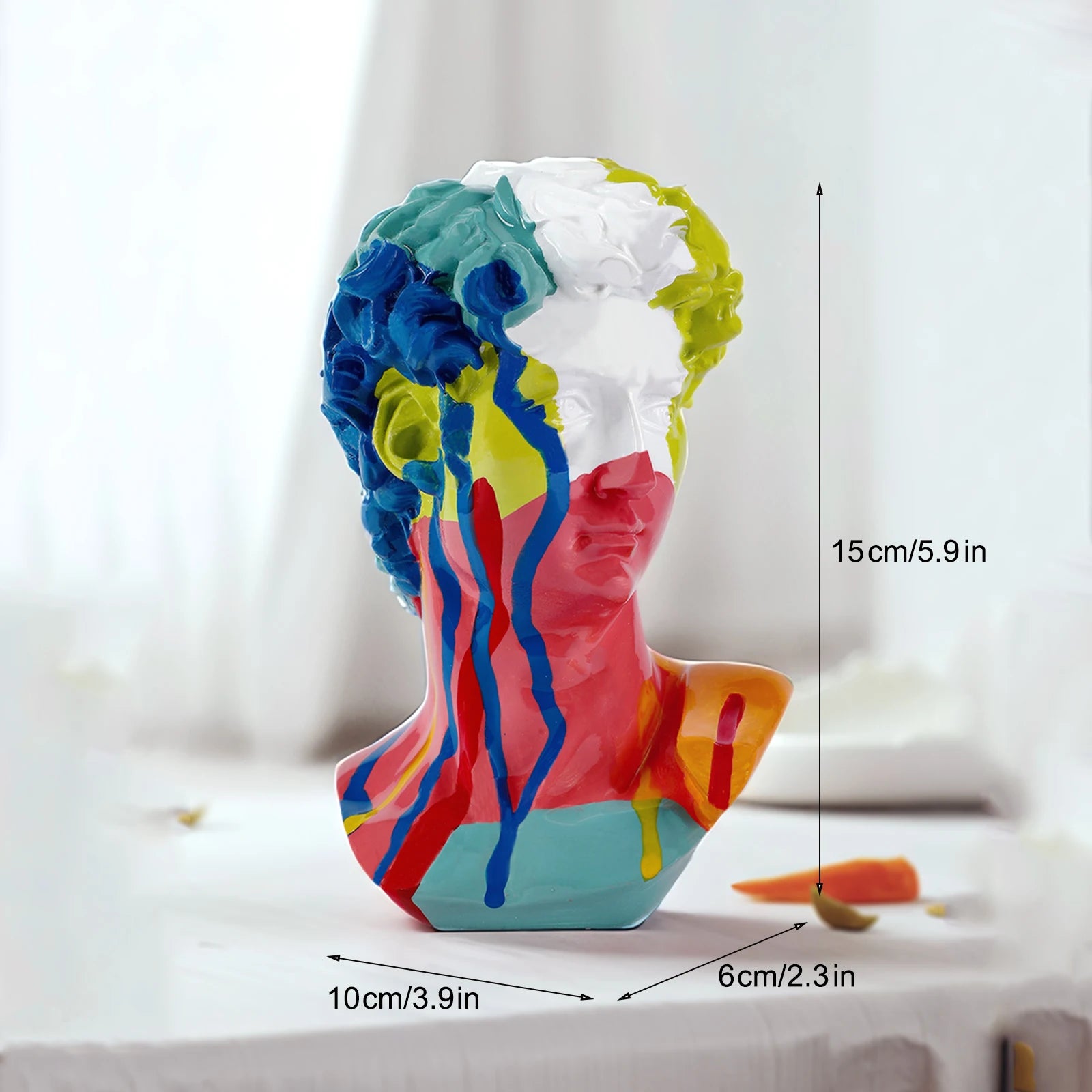 OptiArt Bust – Modern Abstract David Head Sculpture | Greek Art Bust for Studio, Shelf & Desk Decor