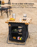 OptiFold Camp – Foldable Outdoor Storage Cabinet | 2-in-1 Solid Wood Camping Table
