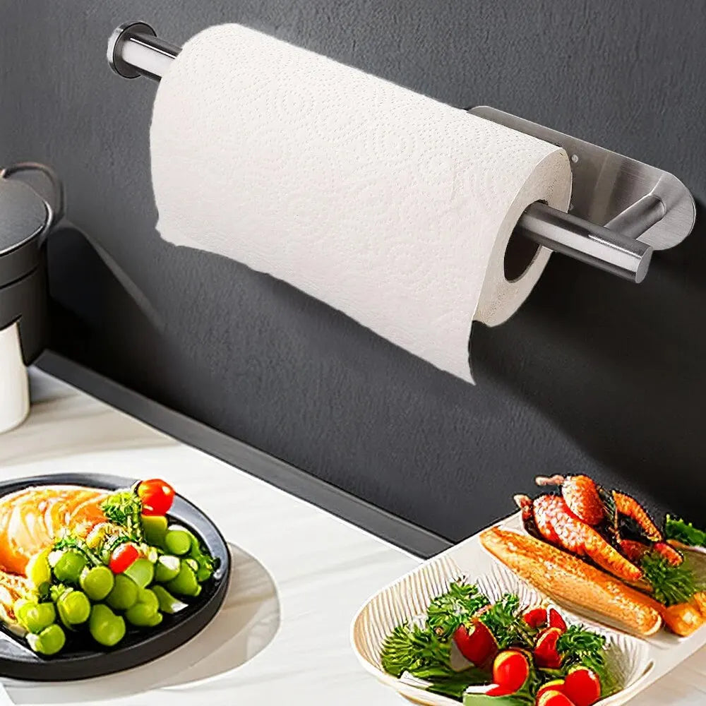OptiTowel Mount – No Drill Paper Towel Holder Wall Mounted | Adhesive Stainless Steel Dispenser
